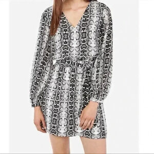 4/$25 Express Chiffon Snakeskin Balloon Sleeve Mini Dress Sz M